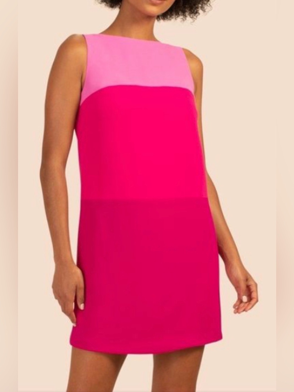 EUC Trina Turk Pink Colorblock Sleeveless Shift Dress Size 14